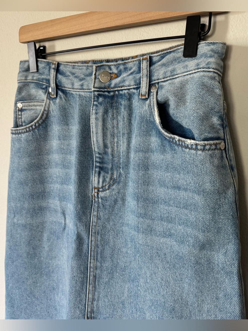 Anthropologie The Madi Front-Slit Denim Maxi Skirt by Pilcro Size 2 - Picture 7 of 16
